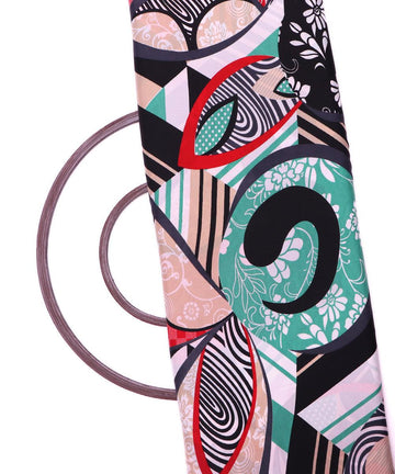 white green unique pattern crepe fabric